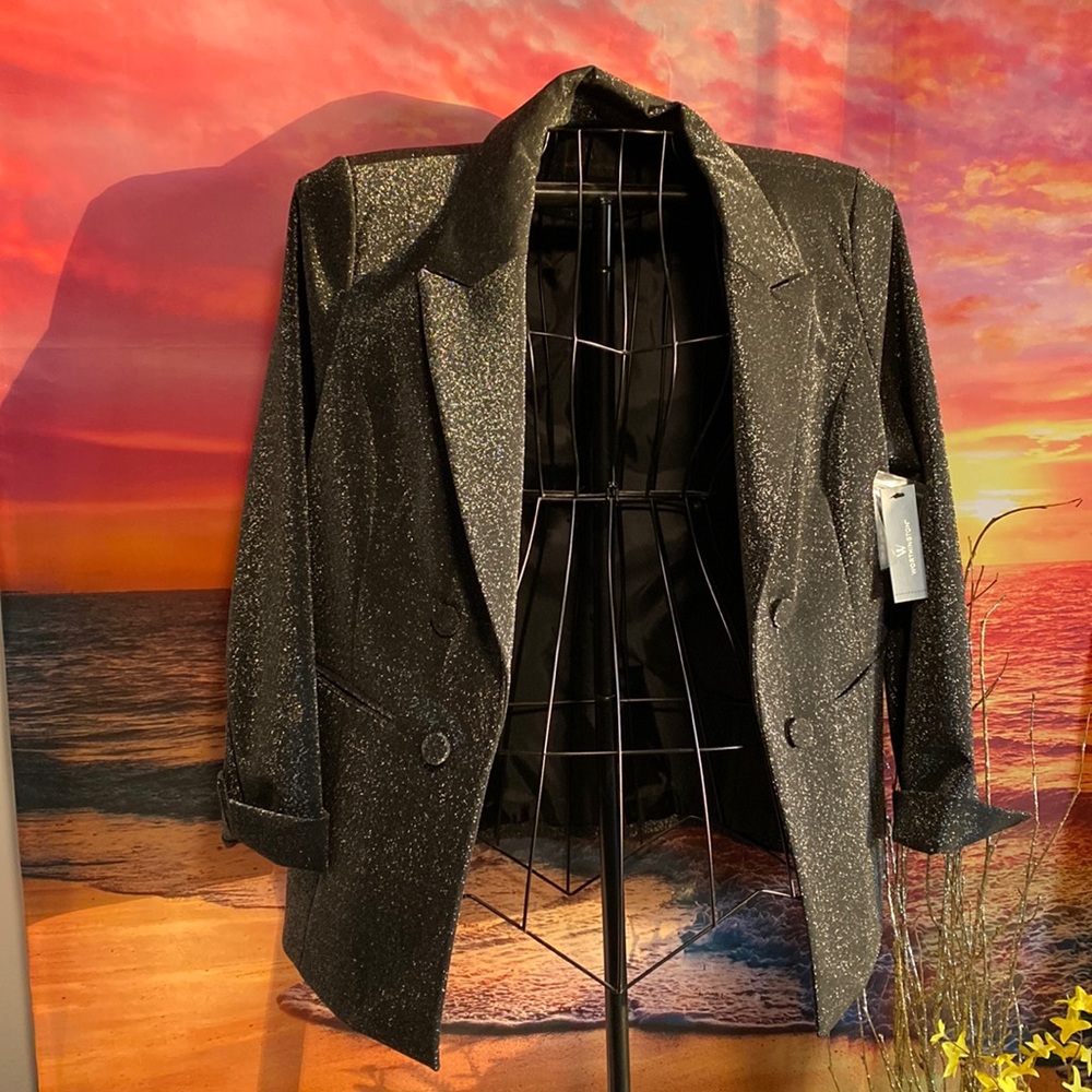 Black & silver blazer jacket, silver shimmer.